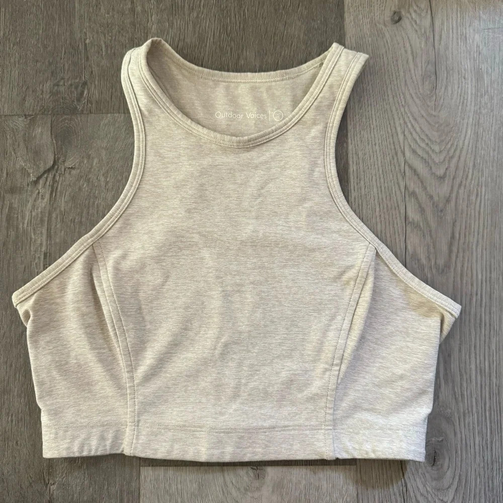 Outdoor Voices cream Athena unlined crop top size S